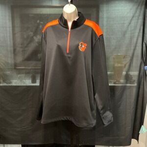 MLB Pullover Baltimore Orioles XL Black Orange Quarter Zip Fleece Lined Logo